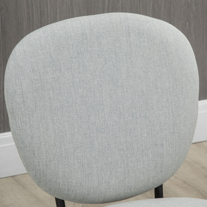 HOMCOM Conjunto de 2 Cadeiras de Sala de Jantar Estofadas em Tecido com Encosto e Pés de Aço 46x59x82cm Cinza