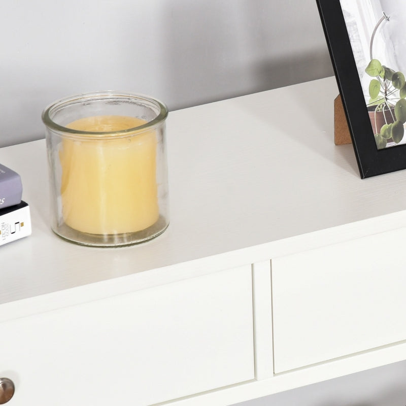 HOMCOM Mesa consola tipo aparador para Corredor com 2 gavetas e 2 prateleiras inferiores Móveis modernos 100x30.5x80 cm Branco