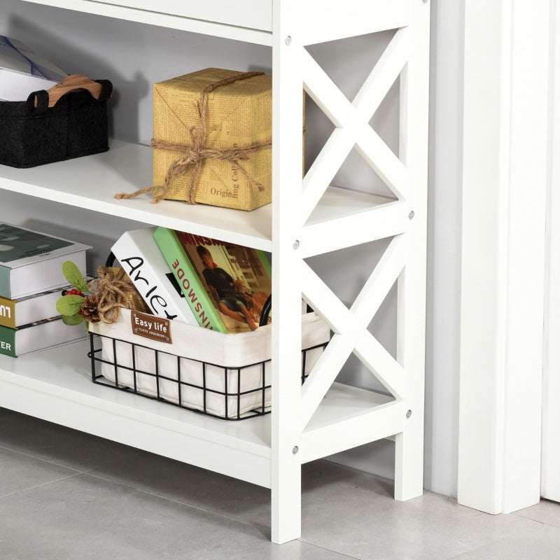HOMCOM Mesa consola tipo aparador para Corredor com 2 gavetas e 2 prateleiras inferiores Móveis modernos 100x30.5x80 cm Branco