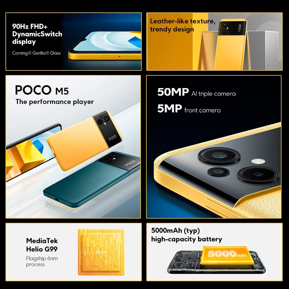 Xiaomi POCO M5 Smartphone de 4+64 GB, ecrã de 6,58" 50MP NFC Preto
