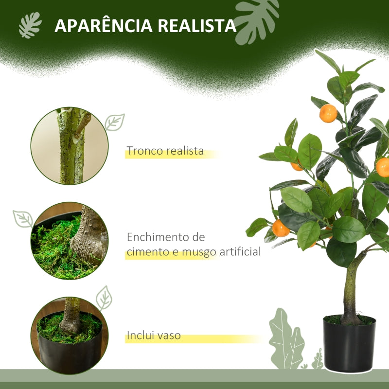 HOMCOM Conjunto de 2 Plantas Artificiais Decorativas Limoeiro e Laranjeira Artificiais de 60 cm com Vaso