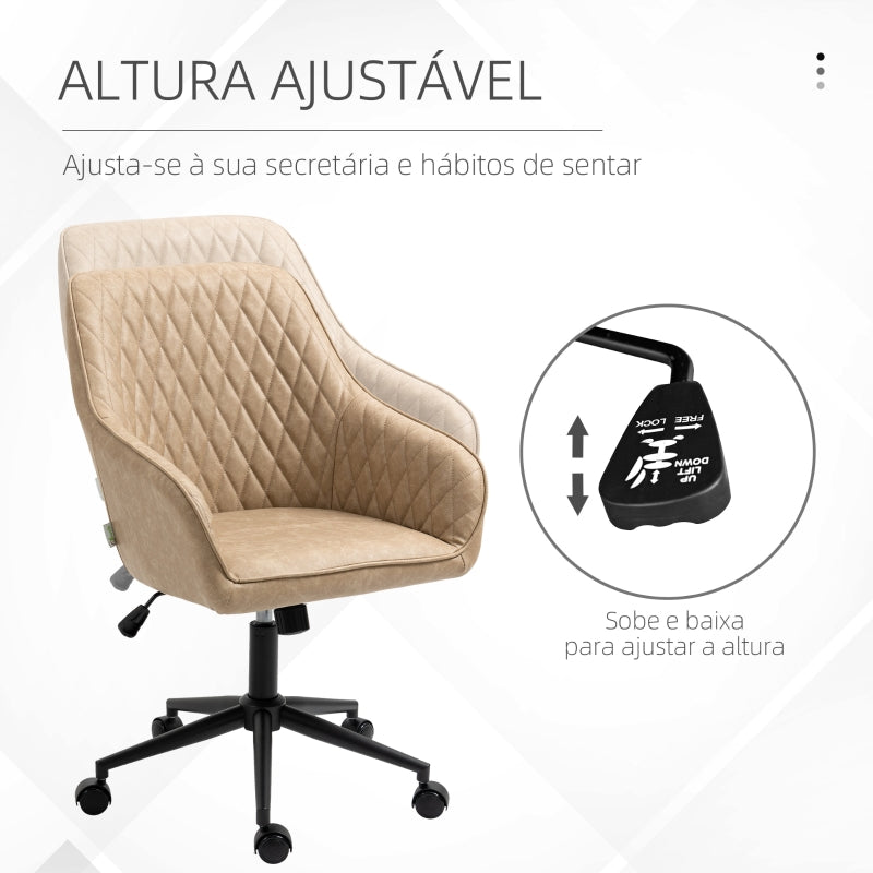 Vinsetto Cadeira de Escritório Operativa de Couro PU com Altura Ajustável e Função de Inclinação 59x60x90-100 cm Marrom