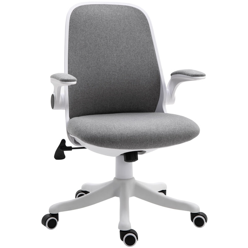 Vinsetto Cadeira de Escritório Giratória Função de Inclinação Altura Ajustável Ergonômica com Apoio de Braço Elevavel Carga 120 kg 62,5x60x94-104cm Cinza