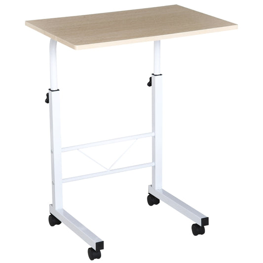 HOMCOM Mesa de computador para Hogar escritorio Altura Ajustável Mesa Compacta com Rodas 60x40x68-78cm Cor Branco