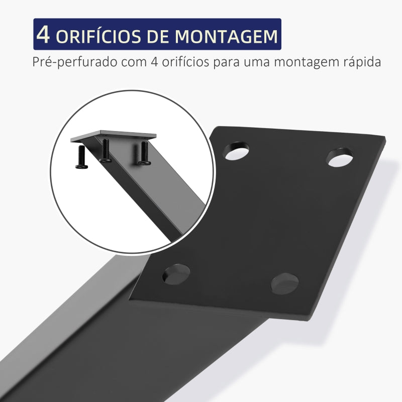 HOMCOM Conjunto de 2 Pés para Mesa Estilo Industrial 80x72cm em Forma de X Pés para Móveis de Aço com Protetores e Parafusos de Montagem Incluídos Preto