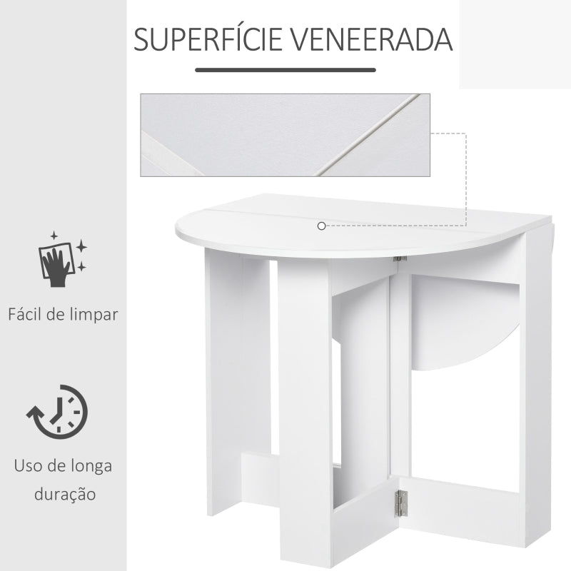 HOMCOM Mesa dobrável com 2 asas dobráveis Mesa lateral de madeira 104x76x73,7 cm Branco