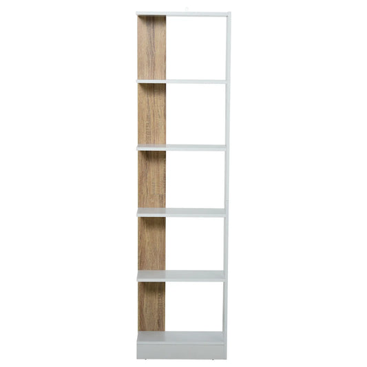 HOMCOM Estante de Armazenamento com 5 Prateleiras Estante Multiuso para Escritório 45x21x170cm Branco e Carvalho