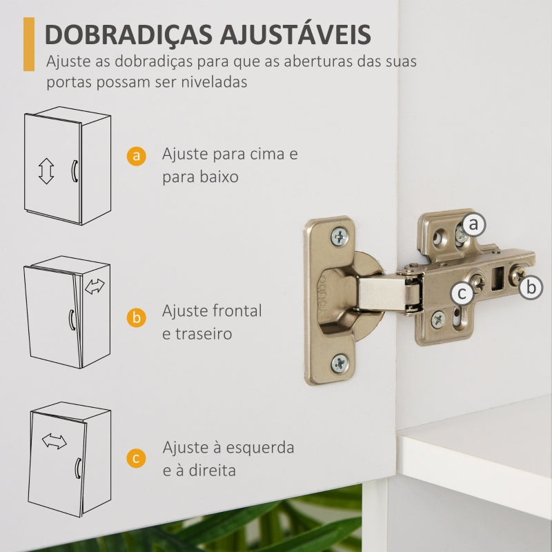 HOMCOM Armário de Armazenamento de Cozinha Armário Alto com 3 Gavetas 3 Portas e Prateleiras Interiores Ajustáveis móvel Auxiliar para Sala de Jantar Sala de Estar 80x39,5x183,5cm Branco