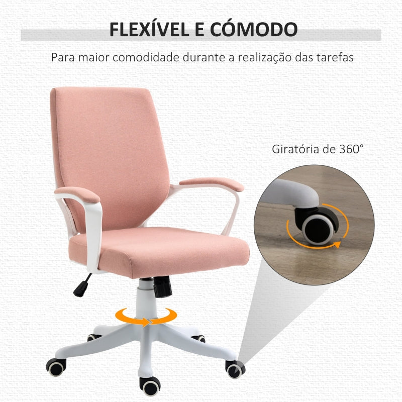 Vinsetto Cadeira de Escritório Ergonómica Giratória e com Altura Ajustável e Suporte Lombar 62x69x92-100 cm Rosa