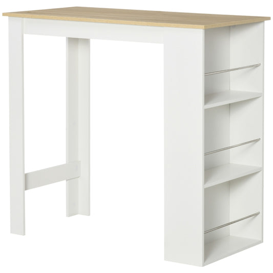 HOMCOM Mesa de Bar de Bistrô com 3 Prateleiras com Suporte Estilo Moderno para Cozinha e Sala de Jantar 112x57x106 cm Branco