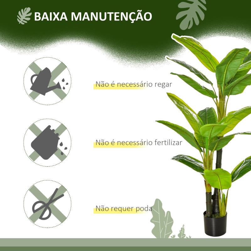 HOMCOM Bananeira Artificial 150 cm Planta Artificial com Vaso e 18 Folhas