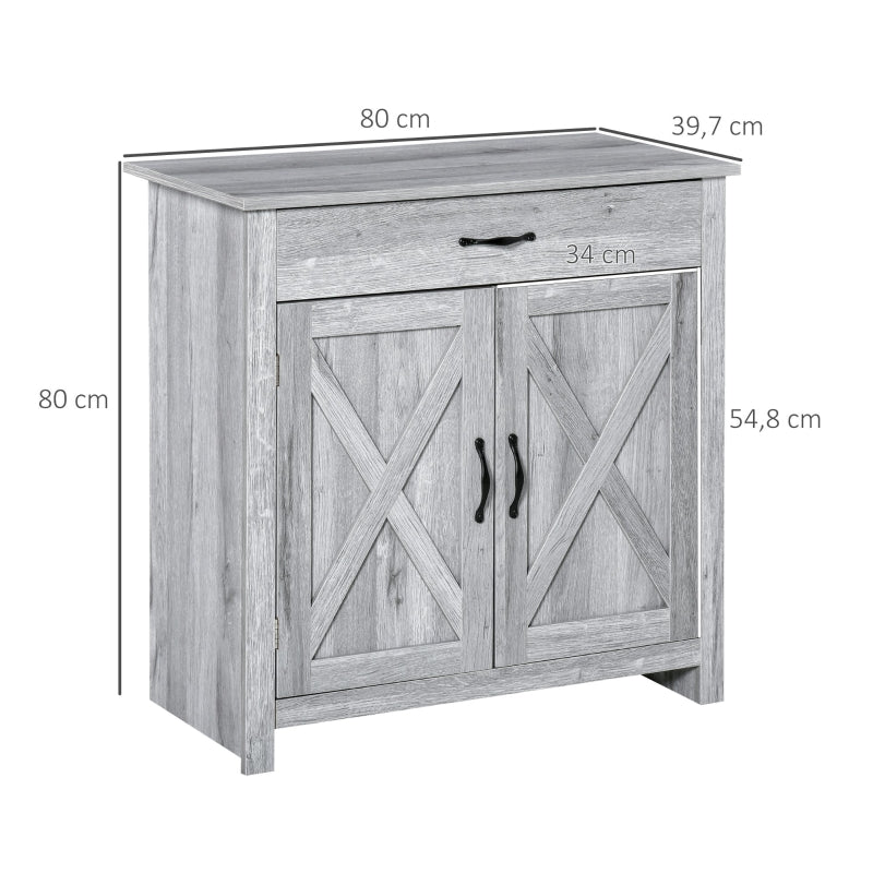 HOMCOM Aparador de Cozinha com 1 Gaveta e Prateleira Interior Ajustável Móvel Auxiliar Decorativo para Sala de Jantar Sala de Estar 80x39,7x80cm Cinza