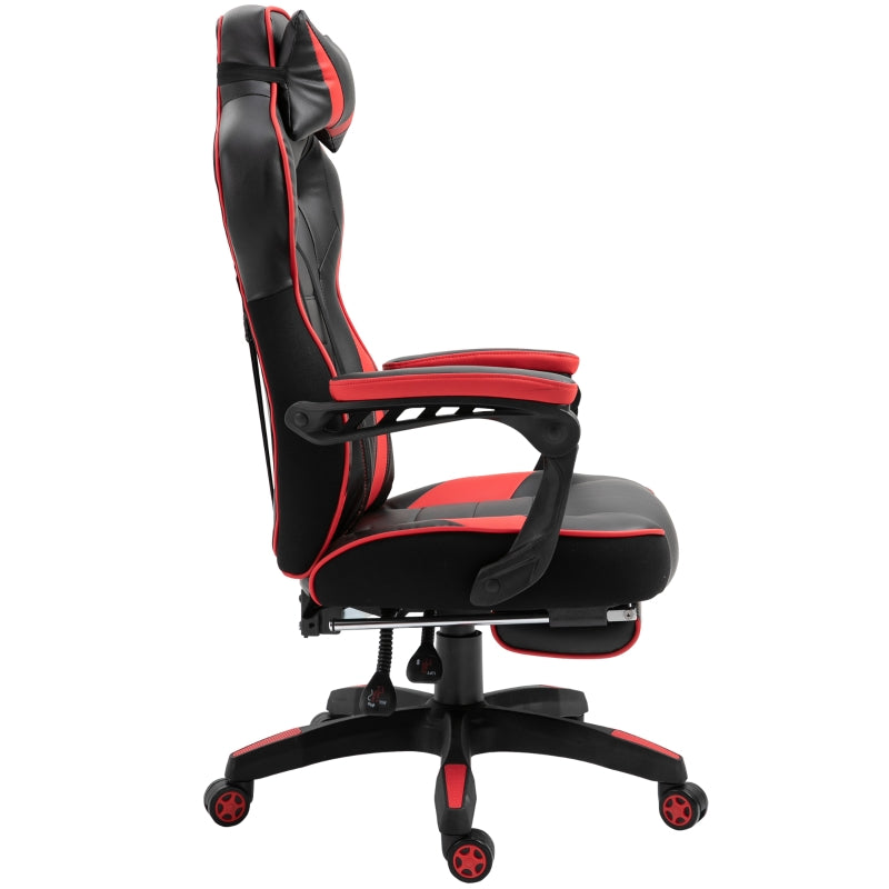 Vinsetto Cadeira de escritorio gaming ergonômica Altura Ajustável reclinável com apoio para pés Vermelho e Preto