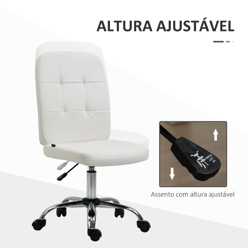 Vinsetto Cadeira de Escritório Giratória de Couro Sintético com Altura Ajustável Estilo Moderno Carga 120 kg 45x59x90-100 cm Branco