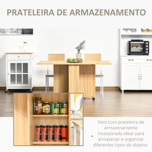 HOMCOM Mesa de Sala de Jantar Dobrável com Rodas Mesa Multifuncional para Sala de Jantar