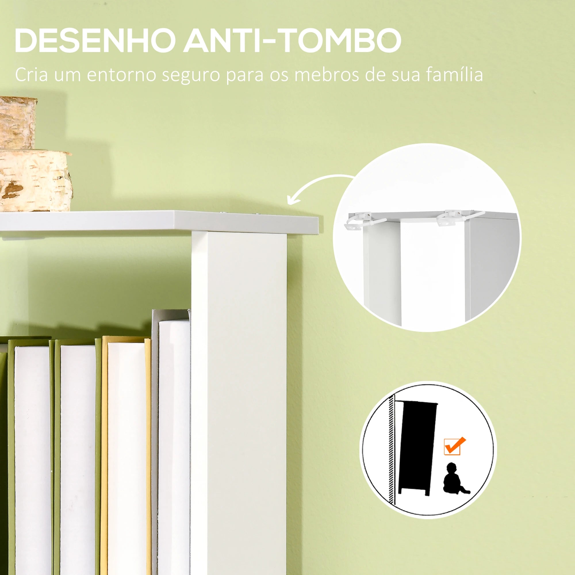 HOMCOM Estante de Livros em Forma de S Estante com 5 Prateleiras Abertas para Sala de Estar Escritório Anti-Tombo 33x28x161cm Branco e Cinza Claro