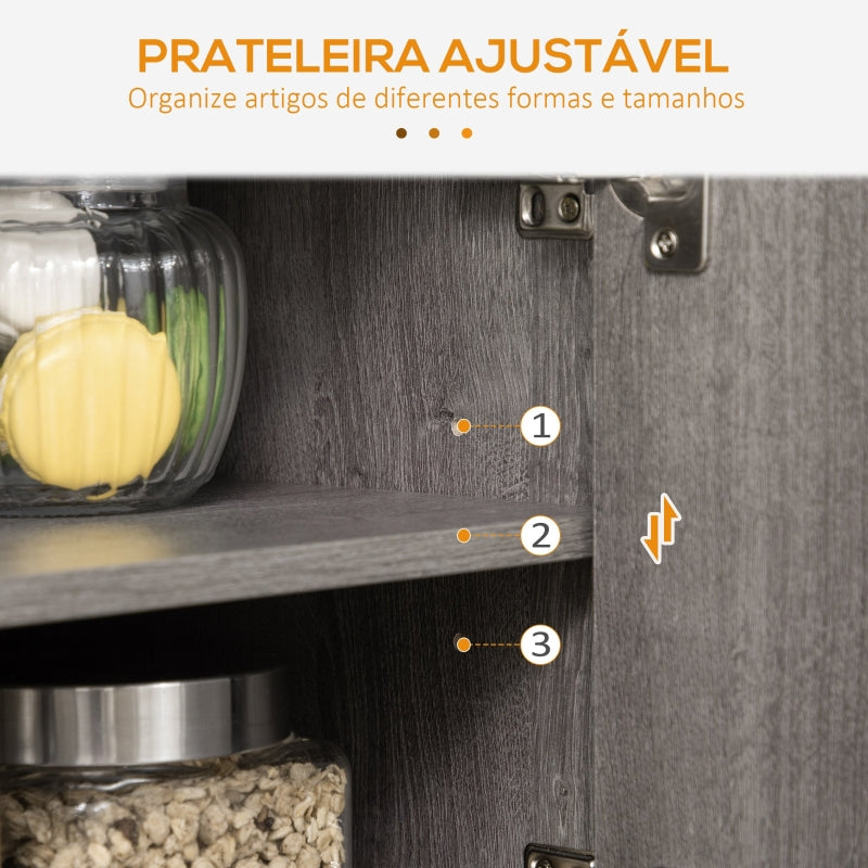 HOMCOM Aparador de Cozinha Móvel Buffet com Suporte para 9 Garrafas de Vinho e Pés de Metal 106,6x40x82cm Cinza e Preto