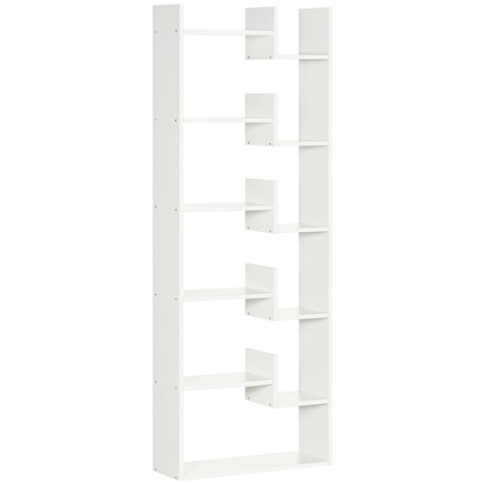 HOMCOM Estante para Livros de 6 Níveis Estante com 11 Compartimentos Abertos Anti-Tombo 61x21,6x162,6cm Branco