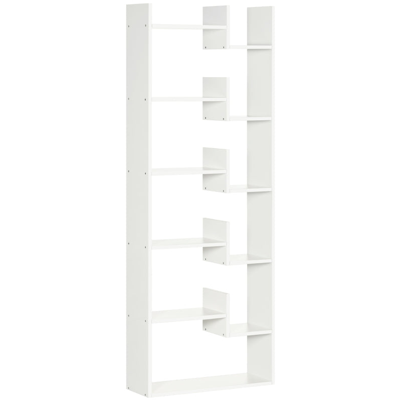 HOMCOM Estante para Livros de 6 Níveis Estante com 11 Compartimentos Abertos Anti-Tombo 61x21,6x162,6cm Branco