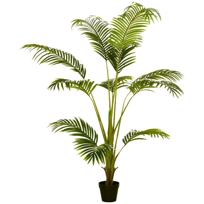 HOMCOM Palmeira Areca Artificial 170cm Planta Artificial com 11 Folhas Realistas e Vaso de Plástico Ø15x170 cm Verde