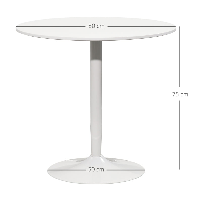 HOMCOM Mesa de Cozinha Redonda Mesa de Jantar Moderna Ø80x75 cm Branco