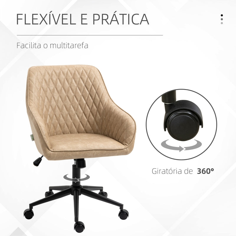 Vinsetto Cadeira de Escritório Operativa de Couro PU com Altura Ajustável e Função de Inclinação 59x60x90-100 cm Marrom