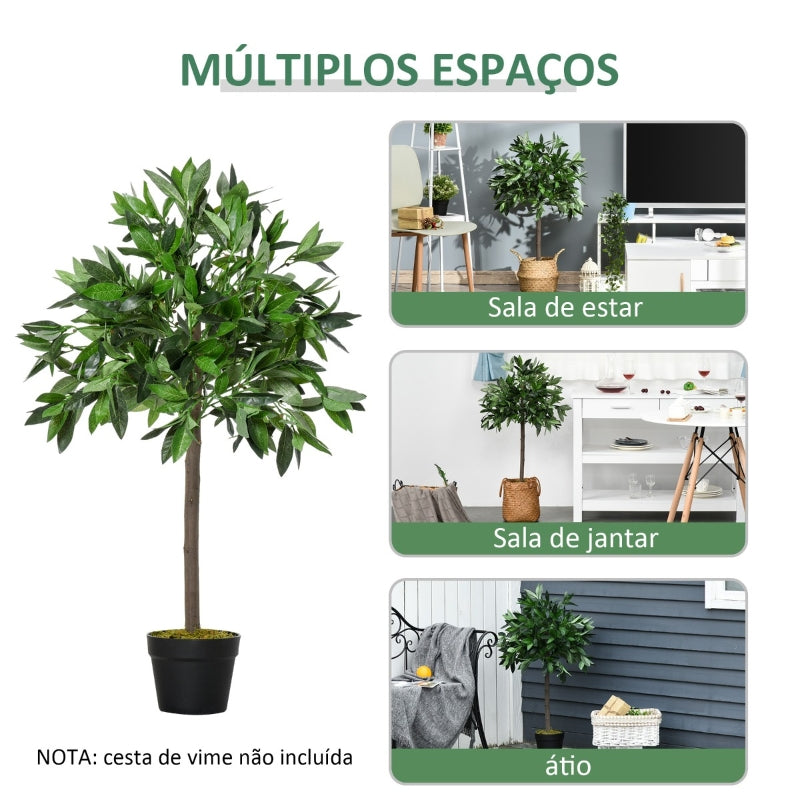 Outsunny 2 plantas artificiais de 90 cm de altura árvore de Laurel com vaso para sala de estar exterior Verde