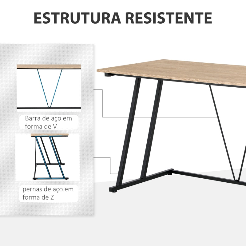 HOMCOM Secretária Mesa de Computador 120x60x85cm com Bancada de Madeira e Pés de Metal Carga Estilo Moderno Madeira e Preto