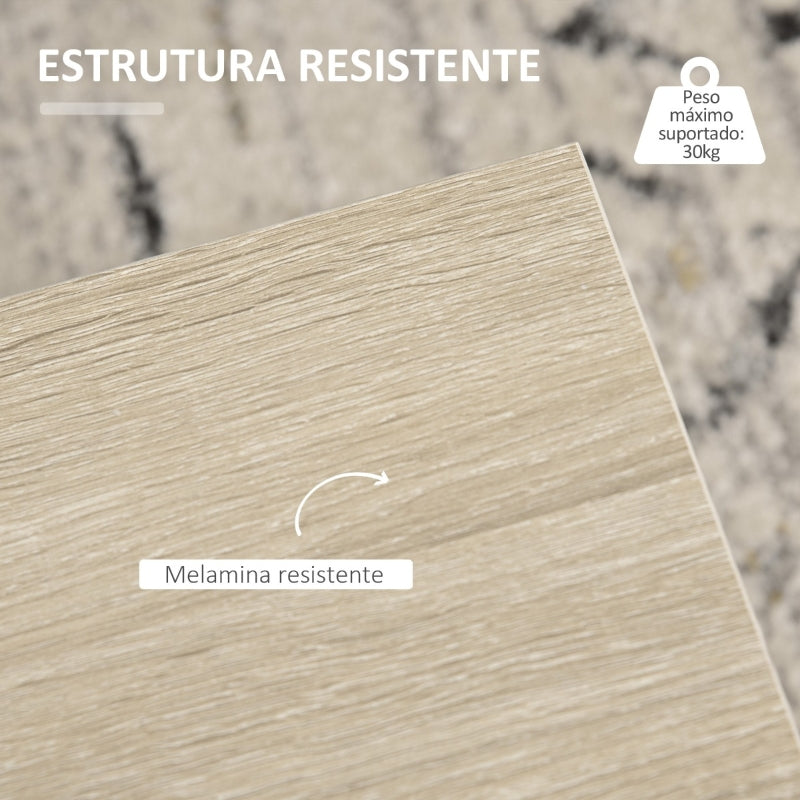 HOMCOM Mesa de Centro para Sala de Estar Mesa de Centro com Rodas 2 Prateleiras Abertas e 2 Gavetas 70x70x35cm Natural