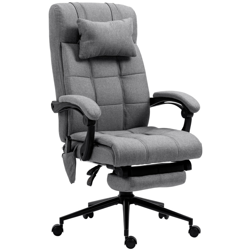 Vinsetto Cadeira de Escritório Executiva com 6 Pontos de Massagem 5 Modos Reclinável 155° com Função de Aquecimento 66x76x112-120 cm Cinza