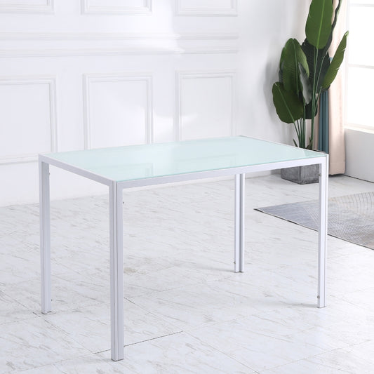 HOMCOM Mesa Sala de Jantar de Cristal Mesa Retangular para 4-6 pessoas 120x60x75cm Branco