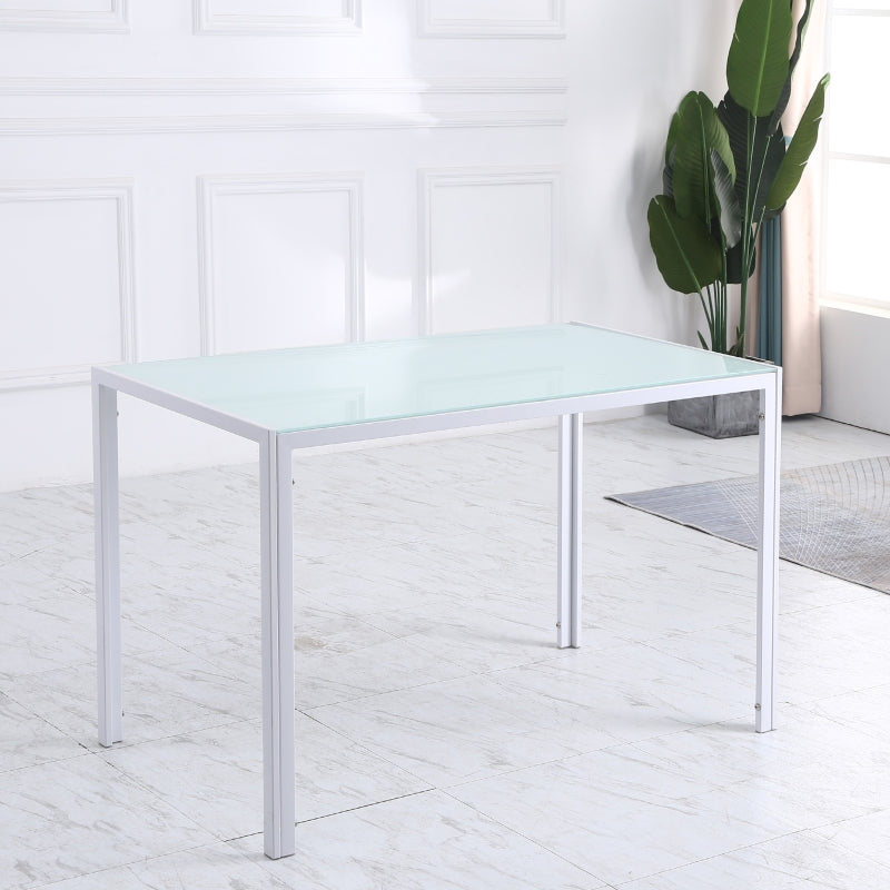 HOMCOM Mesa Sala de Jantar de Cristal Mesa Retangular para 4-6 pessoas 120x60x75cm Branco