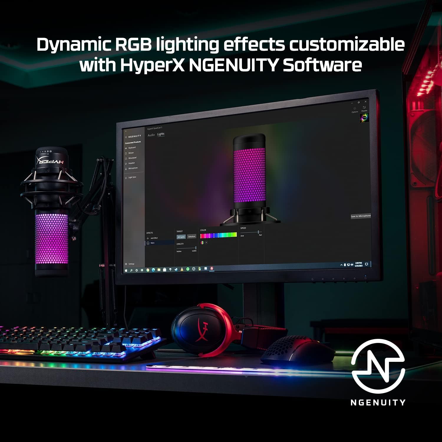 HyperX QuadCast S RGB Microfone de condensador USB para PC, PS4 e Mac