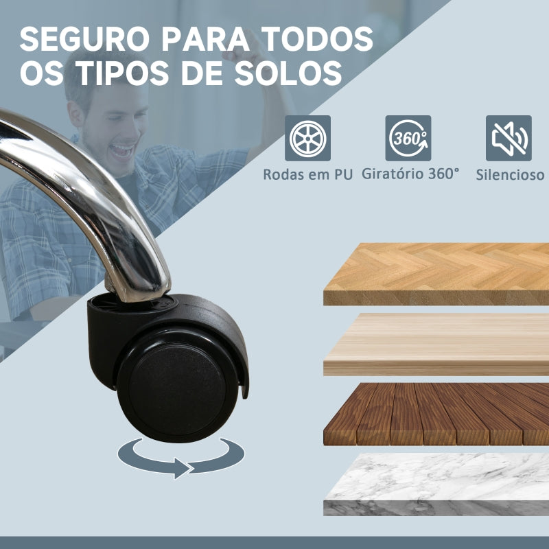 Vinsetto Cadeira de Escritório com 6 Pontos de Massagem por Vibração Aquecimento Estofada em Couro PU 67x67x113-121 cm Cinza