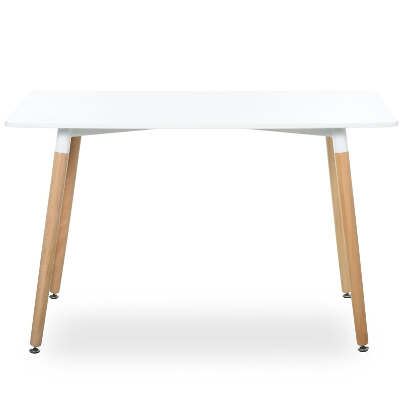 HOMCOM Mesa de jantar estilo nórdico com pernas de madeira 120x60x75 cm branco