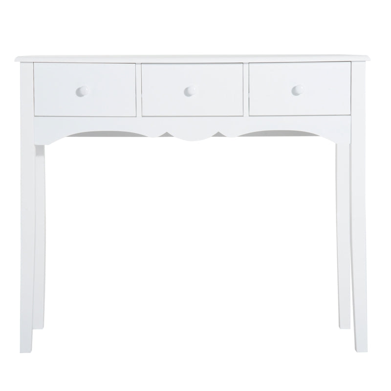 HOMCOM Mesa Consola Elegante Móvel de Entrada com 3 Gavetas 100x32x85cm Branco