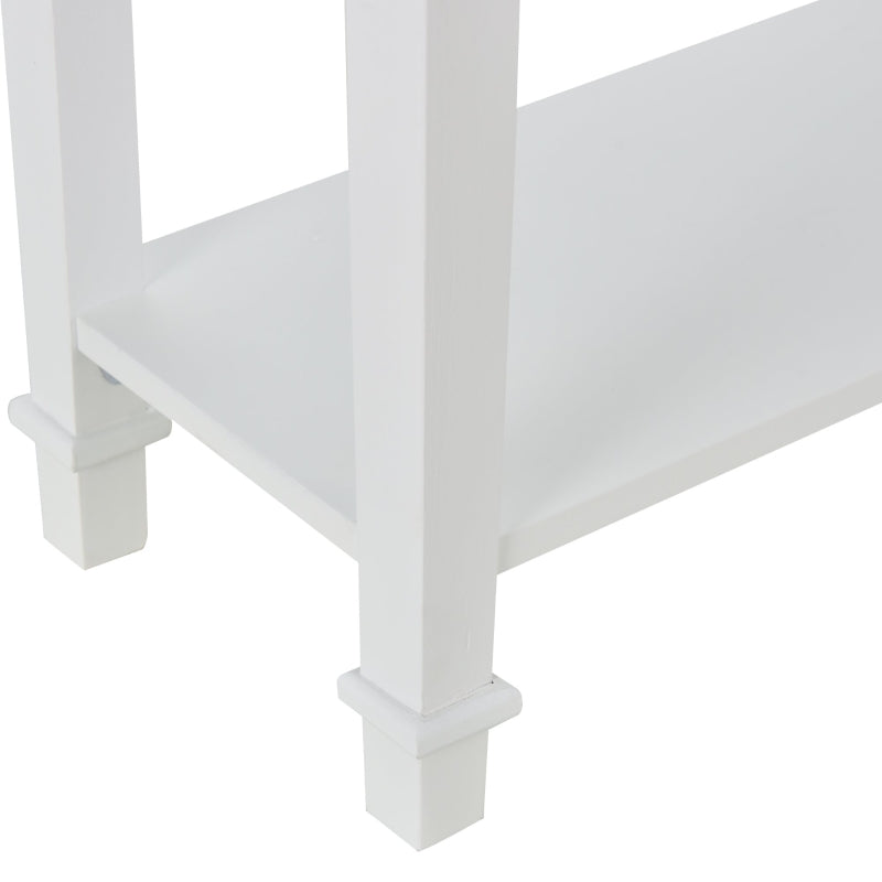 HOMCOM Mesa Consola Multifuncional Mesa auxiliar para Sala de Estar Corredor Sala de Jantar com 2 Prateleiras 1 Gaveta Removível puxador Estilo Retro Pinho 75,6x27,5x80,5 cm Madeira Natural Branco