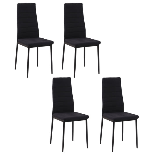 HOMCOM Conjunto de 4 cadeiras de jantar de linho estofadas com pernas de metal Cadeiras de jantar modernas para cozinha Carga120 kg 41x50x97 cm Preto