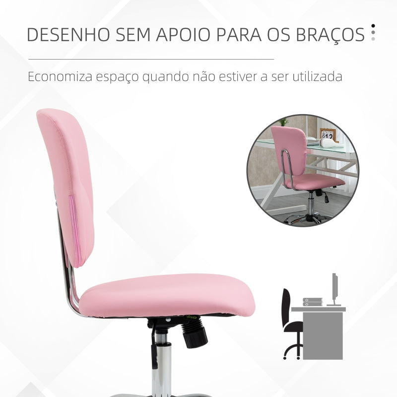 Vinsetto Cadeira de Escritório Giratória de Couro PU com Altura Ajustável e Função Basculante 50x54x87,5-96,5 cm Rosa