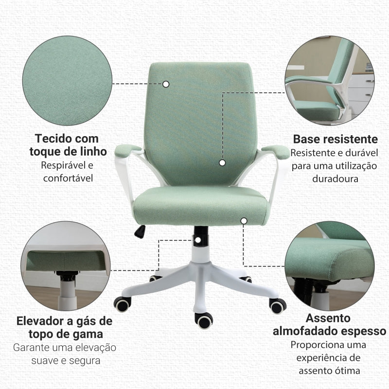 Vinsetto Cadeira de Escritório Ergonómica Giratória e com Altura Ajustável e Suporte Lombar 62x69x92-100 cm Verde