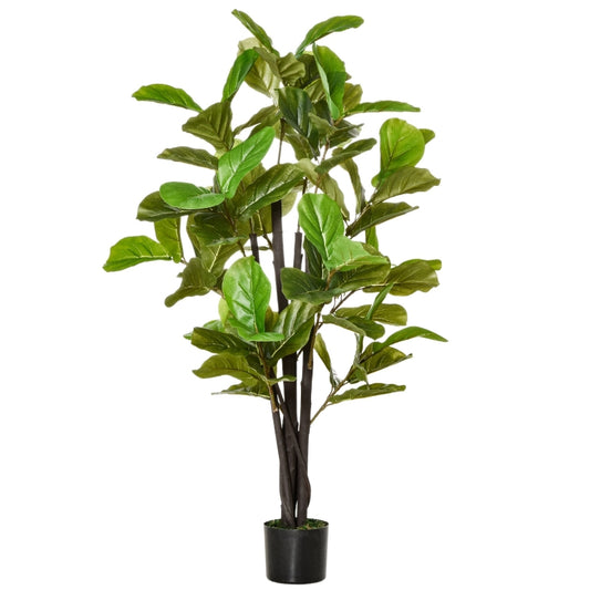 HOMCOM Planta Artificial Ficus 130 cm com 78 Folhas e Vaso