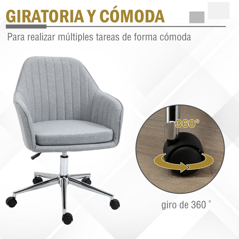 Vinsetto Cadeira de Escritório Operativa Giratória com Altura Ajustável Carga 120 kg 61x59x86-96 cm Cinza