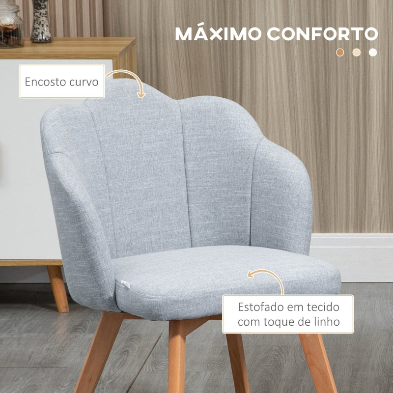 HOMCOM Cadeiras Sala de Jantar Estofada em Linho Sintético com Assento e Encosto Acolchoados Estilo Moderno 58x60x82 cm Azul Claro