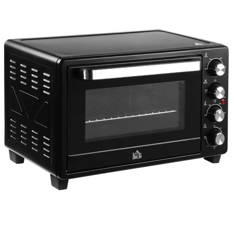 HOMCOM Mini Forno Elétrico de 32L 1600W com 3 Modos de Aquecimento Temperatura até 230 °C Temporizador 52,2x38,1x33,5cm Preto