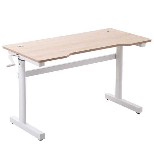 Vinsetto Secretária de Pé com Altura Ajustável a Manivela e Bancada de Carbono Secretária Elevatória para Escritório Estúdio Sala de Estar Carga Máxima 150kg 120x60x72-117cm Madeira e Branco