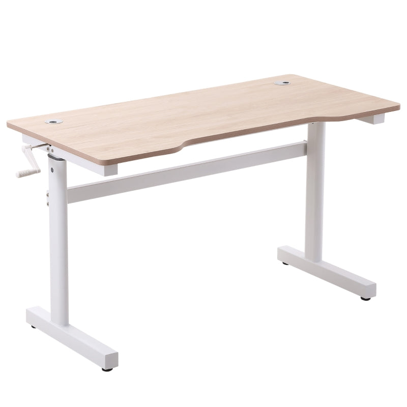 Vinsetto Secretária de Pé com Altura Ajustável a Manivela e Bancada de Carbono Secretária Elevatória para Escritório Estúdio Sala de Estar Carga Máxima 150kg 120x60x72-117cm Madeira e Branco