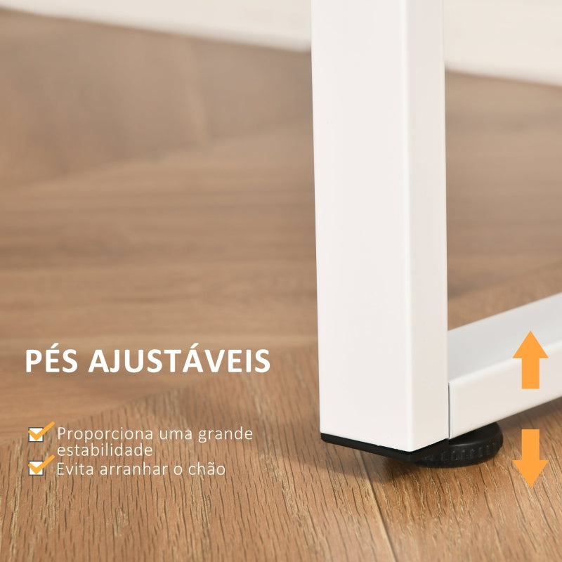 HOMCOM Secretária multifuncional estável com pés ajustáveis 135x60x75 cm Branco