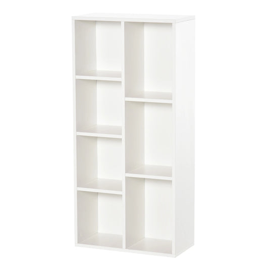 HOMCOM Estante para Livros Estante de Madeira com 7 Compartimentos de Armazenamento Plantas Arquivos para Sala de Estar Dormitório Escritório 50x24x106cm Branco