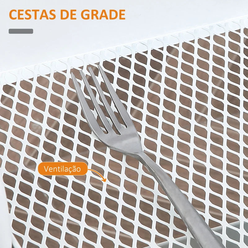 HOMCOM Carrinho de Cozinha com Rodas Carrinho de Armazenamento com Gaveta 2 Prateleiras e Rodas com Freios para Casa de Banho Sala de Estar Dormitório 43,9x30,5x75,6cm Branco e Madeira Natural