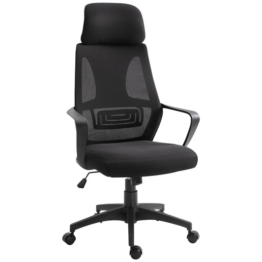 Vinsetto Cadeira de escritório ergonômica inclinável Altura ajustável 64x58x116-126 cm Preto